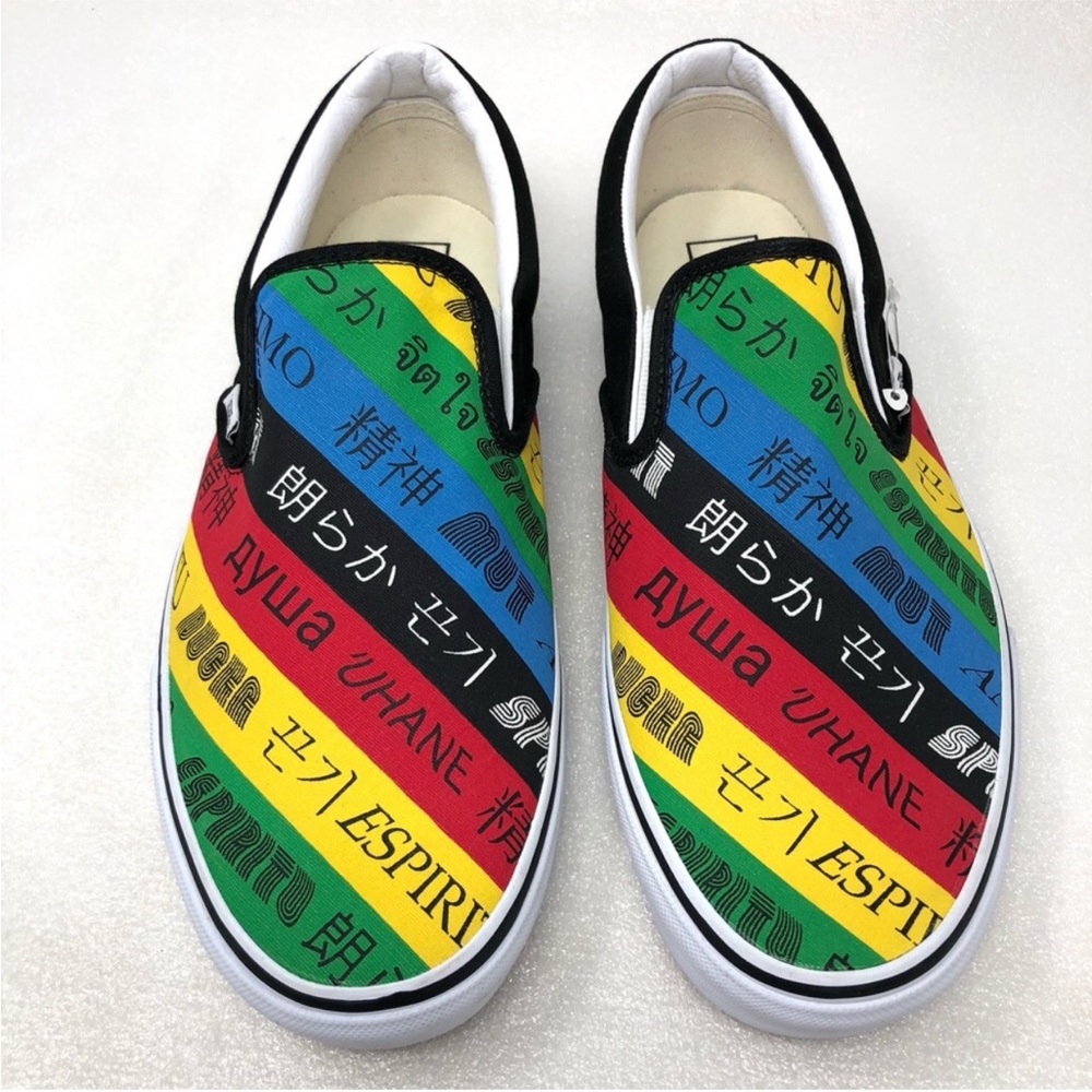 VANS Sneakers Spirit Design Slip-On Colorful Language Print Men’s Size 10.5 - Picture 6 of 12
